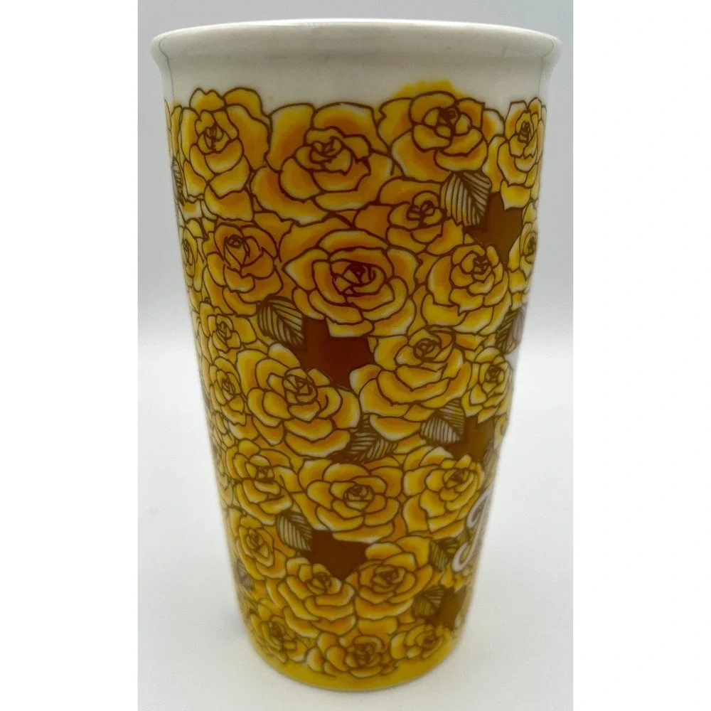 Starbucks 2016 Texas Yellow Rose Tall Ceramic Coffee Tea Tumbler No Lid 6